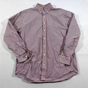 Vineyard Vines Shirt Men Red Blue Check Plaid Classic Fit Whale Button Down Sz M